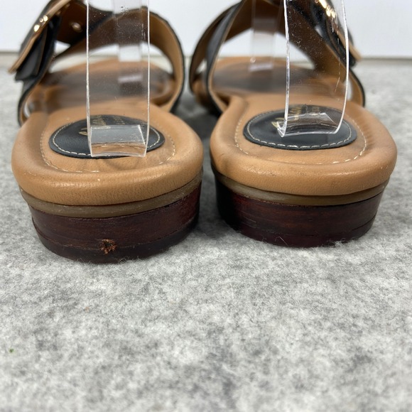 Clarks Black Leather Cross Strap Slip On Slide Sandals Womens 8.5 - Picture 5 of 10